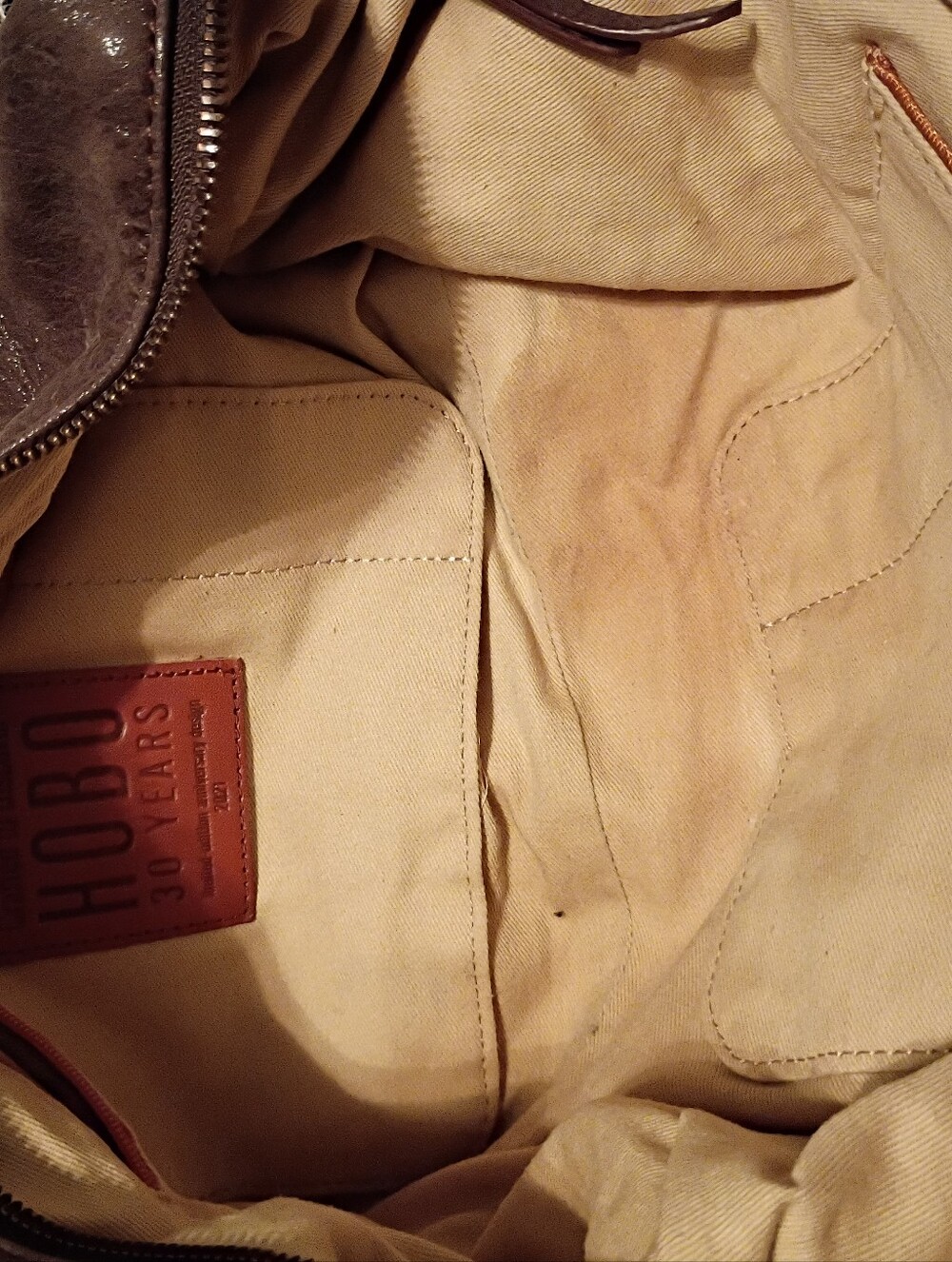 HOBO Brown Suede Shoulder Bag with Snake-Print Panel - Picture 7 of 8